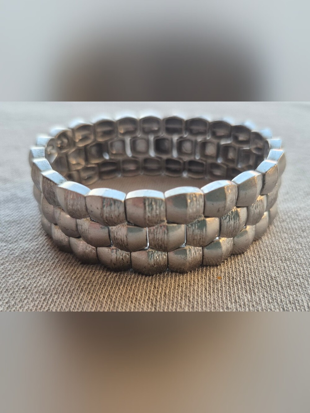 Stretch Silver Link Bracelet - Polished Box Chain Style